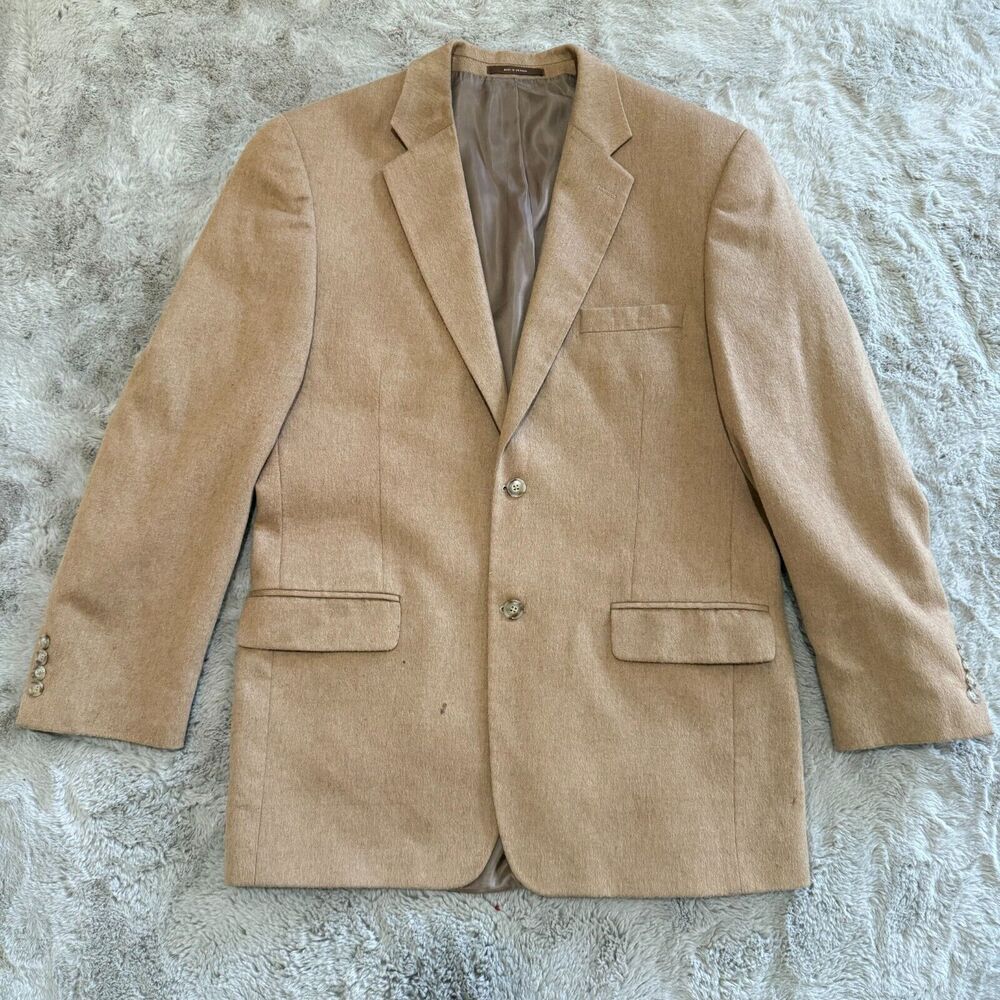 Tasso Elba Men's Camelhair Blazer 40L Classic Tan Luxury Business Formal Warm‎